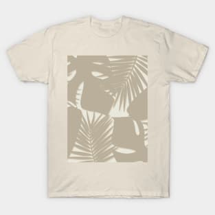 Monstera, Spider Palm, Tropical Leaves Print In Neutrals T-Shirt